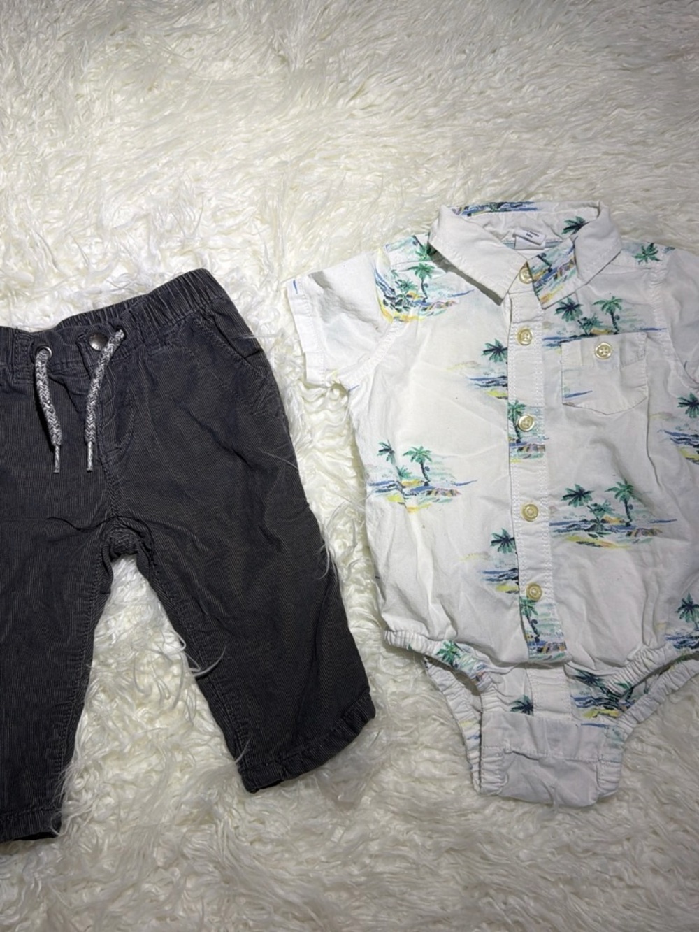 GAP White Palm-Print Button One-Piece